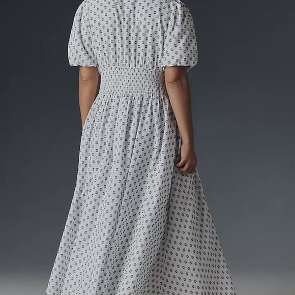 Anthropologie The Katerina Button-Front Dress Textured Edition White Cotton - Picture 6 of 15